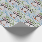 Pinguïn op skipiste cadeaupapier (Hoek)