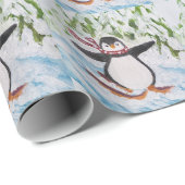 Pinguïn op skipiste cadeaupapier (Rol Hoek)