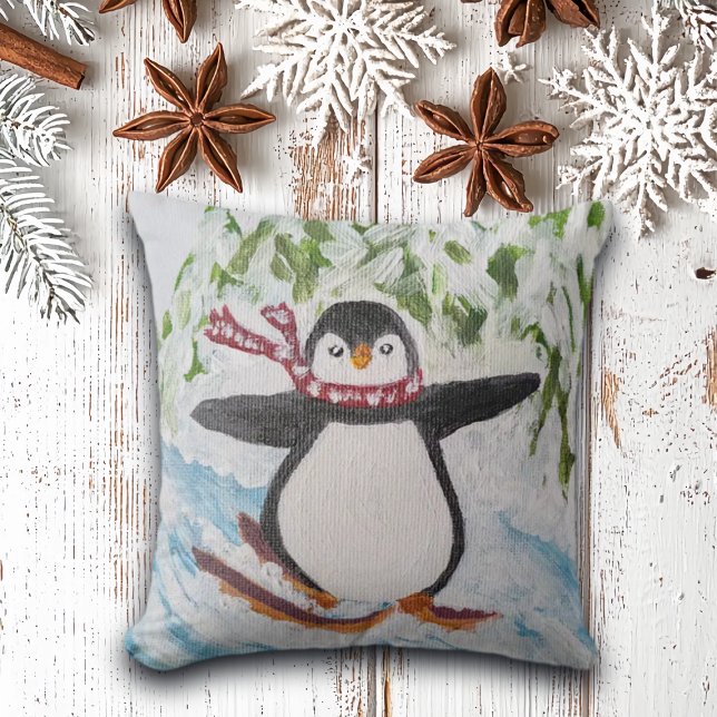 Pinguïn op skipiste kussen (Creator heeft geüpload)