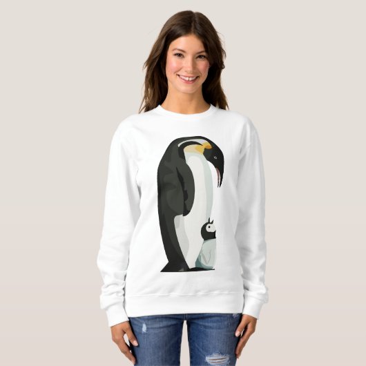 Pinguïn Ouder en Jong Binding Kunst Trui (Voorkant volledig)