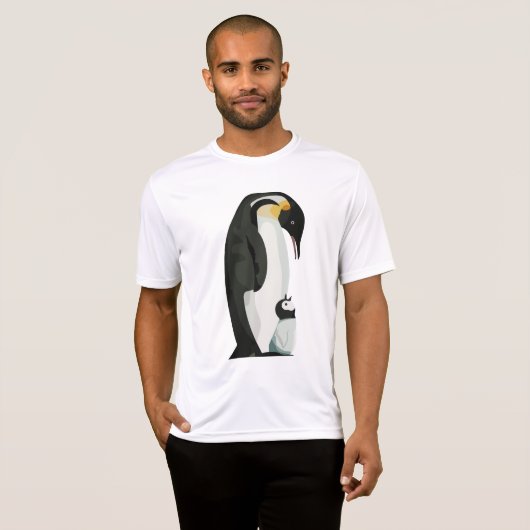 Pinguïn Ouder en Kuiken Hechtenis Kunst T-shirt (Voorkant volledig)