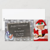 Pinguïn Ouders Nieuwe Baby Foto Sjabloon Kerstmis (Voorkant / Achterkant)