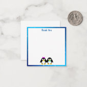 Pinguïn paar bedankt Opmerking Kaart Notitiekaartje (Voorkant / Achterkant in situ)