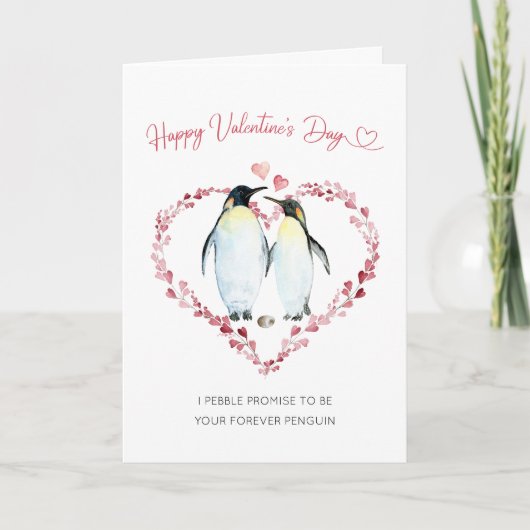 Pinguïn Paar in Liefde Gelukkige Valentijnsdag Kaart (Voorkant)