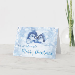 Pinguïn paar Kerstmis Feestdagen Kaart