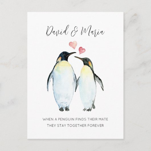 Pinguïn Paar Love You Forever Jubileum Briefkaart (Voorkant)