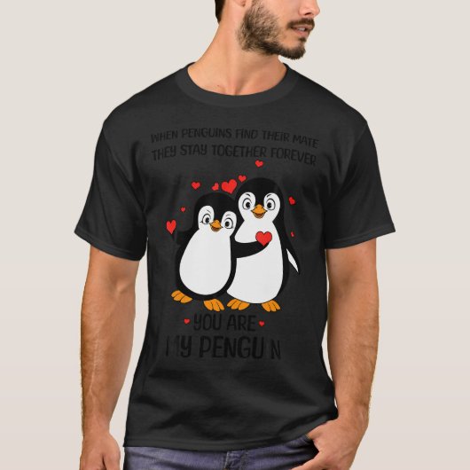 Pinguïn Paar Lover Matching Hearts Day Happy Val T-shirt (Voorkant)