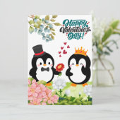 Pinguïn paar Romantische uitnodiging (Staand voorkant)