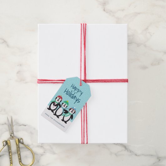 Pinguïn Pals Gepersonaliseerde Gift Labels Cadeaulabel (Met Touw)