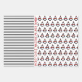Pinguïn, panda, beer en strepen Kerst Inpakpapier Vel (Voorkant)