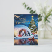 Pinguïn Parade in de Igloo Briefkaart (Staand voorkant)