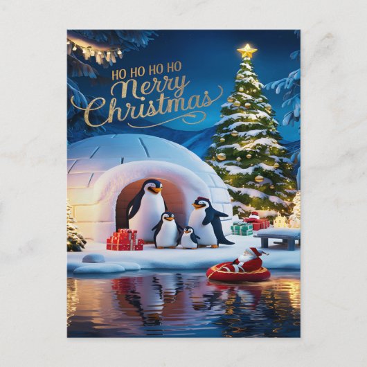 Pinguïn Parade in de Igloo Briefkaart (Voorkant)