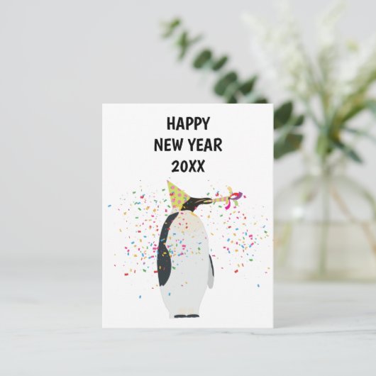 Pinguïn-partner - Dierenfeestdag - Nieuwe jaarkaar Feestdagenkaart (Staand voorkant)