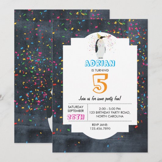 Pinguïn partout - Dierenfeest Jongen Meisje Kaart (Voorkant / Achterkant)