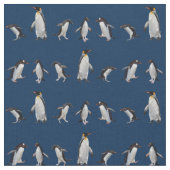 Pinguïn Party Fabric (marine) Stof (Close Up)