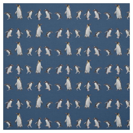 Pinguïn Party Fabric (marine) Stof (Swatch)
