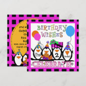 Pinguïn Party Gepersonaliseerd Birthday-uitnodigin Kaart (Voorkant / Achterkant)