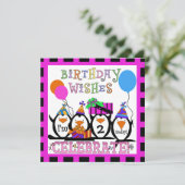 Pinguïn Party Gepersonaliseerd Birthday-uitnodigin Kaart (Staand voorkant)