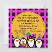 Pinguïn Party Gepersonaliseerd Birthday-uitnodigin Kaart (Achterkant)