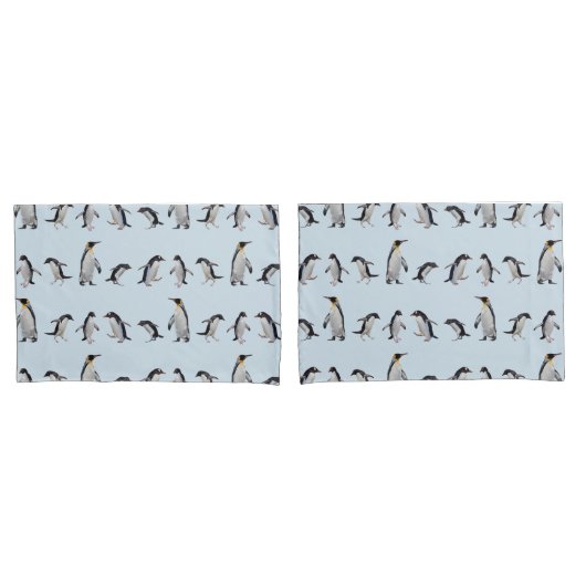Pinguïn Party Pillowcases (blauw/marine) Kussensloop (Voorkant-Set)