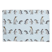 Pinguïn Party Pillowcases (blauw/marine) Kussensloop (Voorkant-Links)