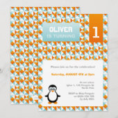 Pinguïn Party uitnodiging (Voorkant / Achterkant)