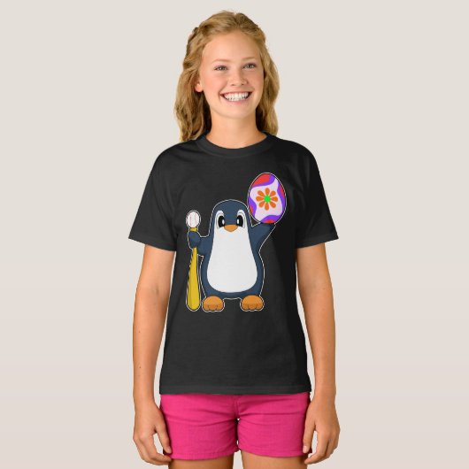 Pinguïn Pasen Baseball T-shirt (Voorkant volledig)