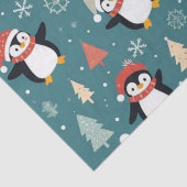 Pinguïn Patroon Groen Kerst Tissue Papier (Detail)