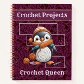 Pinguïn Pensioengeschenken voor Crocheter Moeder O Notitieboek (Voorkant)