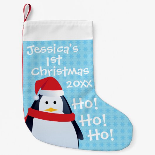 Pinguïn - Persoonlijke Eerste Kerstmis Kleine Kerstsok (Voorkant)