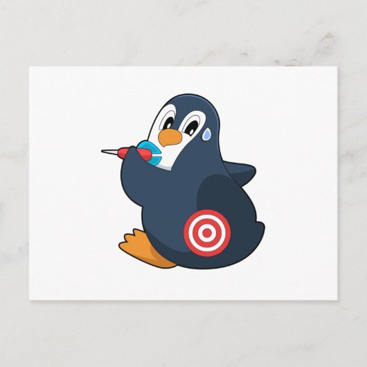 Pinguïn Pijlen Pijl Dartbord Briefkaart (Voorkant)