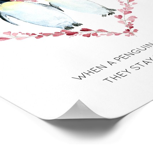 Pinguïn Pinguïns in Liefde Hart Krans Poster (Hoek)