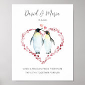 Pinguïn Pinguïns in Liefde Hart Krans Poster (Voorkant)