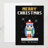 Pinguïn Pixel Art Kerstkaart (Voorkant / Achterkant)