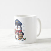 Pinguïn Postbode Kerst Kunst Koffiemok (Voorkant rechts)