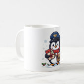 Pinguïn Postbode Kerst Kunst Koffiemok (Voorkant links)