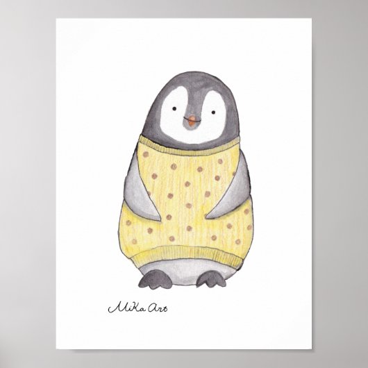 Pinguïn Poster Mooie Gelukkige Pinguïn Babykamer P (Voorkant)