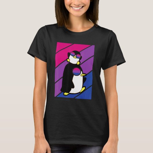 pinguin pride biseksuele vlag lgbtq trots bondgeno t-shirt (Voorkant)