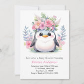 Pinguïn Prinses Feest: Meisje Baby Shower Kaart (Voorkant)