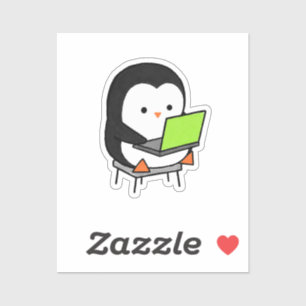 Pinguïn programmeur hard aan het werk Laptop Sticker