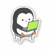 Pinguïn programmeur hard aan het werk Laptop Sticker (Voorkant)