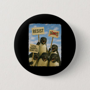 Pinguïn Protest Tegen Tarrifs March Activism Fun Ronde Button 5,7 Cm