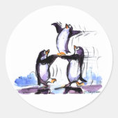 Pinguïn prymid ronde sticker (Voorkant)