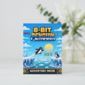 Pinguïn, Retro 8-Bit Pixelkunst Briefkaart (Staand voorkant)