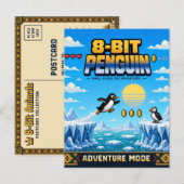 Pinguïn, Retro 8-Bit Pixelkunst Briefkaart (Voorkant / Achterkant)
