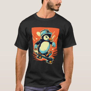 Pinguïn Rijden Skateboard Skateboarder Skaten Ska T-shirt