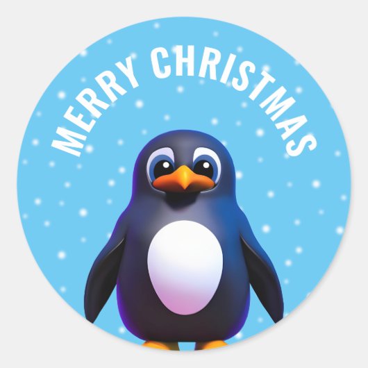 Pinguïn ronde sticker (Voorkant)