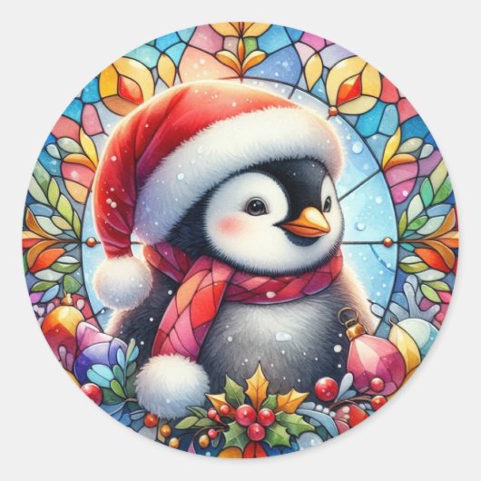 Pinguïn Ronde Stickers (Voorkant)