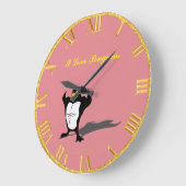 Pinguïn roze en goudklok grote klok (Hoek)