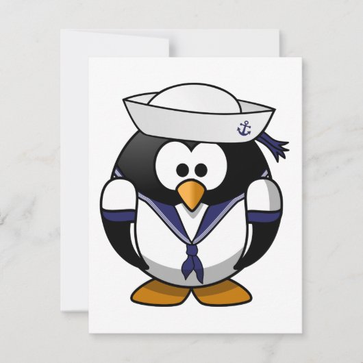 Pinguïn Sailor Uitnodigingen (Voorkant)